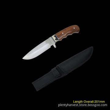 Fixed Blade Knife with Wooden Handle (#3766)
